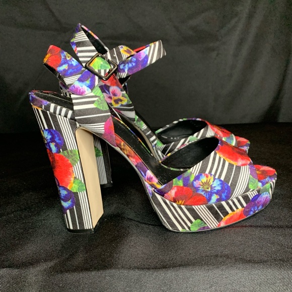 Aldo Tropical Floral & Striped Platform Sandal - Picture 1 of 5
